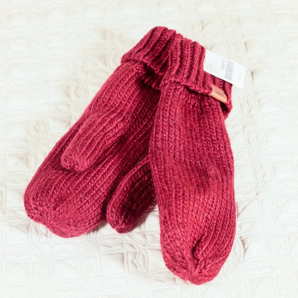 NWT ROOTS red burgundy  mittens - Picture 2 of 3